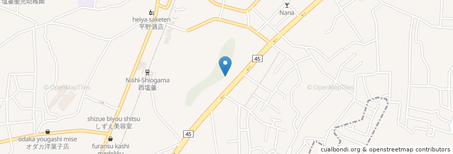 Mapa de ubicacion de 岩手銀行 塩釜支店 en Japão, 宮城県, 塩竈市.