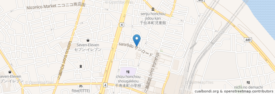 Mapa de ubicacion de 美富士 en 日本, 東京都, 足立区.