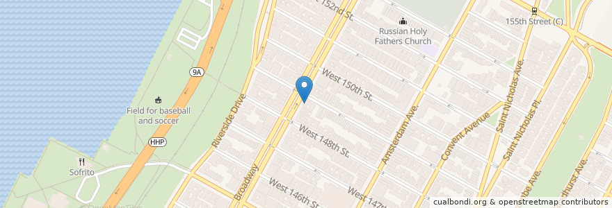 Mapa de ubicacion de Harlem Public en Соединённые Штаты Америки, Нью-Йорк, Нью-Йорк, Округ Нью-Йорк, Манхэттен, Manhattan Community Board 9.