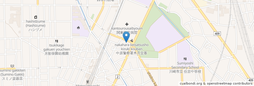 Mapa de ubicacion de 共創未来 en اليابان, كاناغاوا, 川崎市, 中原区.
