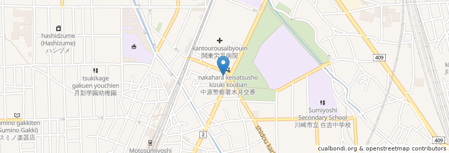 Mapa de ubicacion de ココカラファイン薬局 en 일본, 가나가와현, 川崎市, 中原区.