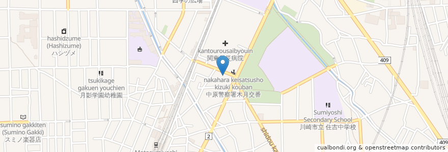 Mapa de ubicacion de もくぼ内科クリニック en Jepun, 神奈川県, 川崎市, 中原区.