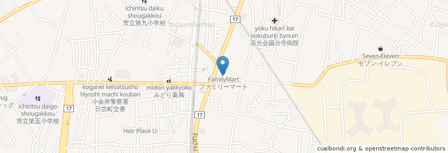 Mapa de ubicacion de グラッチェガーデン en اليابان, 東京都, 国分寺市.