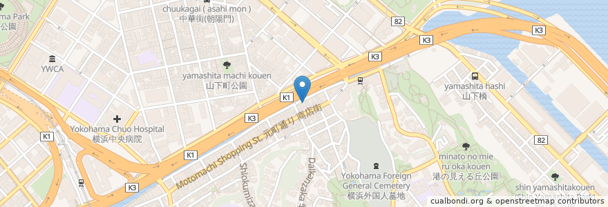 Mapa de ubicacion de リオス ボングスタイオ en Japonya, 神奈川県, 横浜市, 中区.