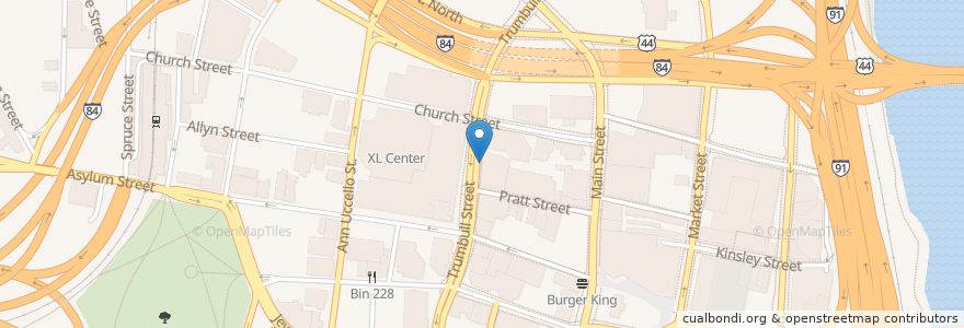 Mapa de ubicacion de Dunkin' Donuts en 美利坚合众国/美利堅合眾國, 康涅狄格州 / 康乃狄克州, Hartford County, Hartford.