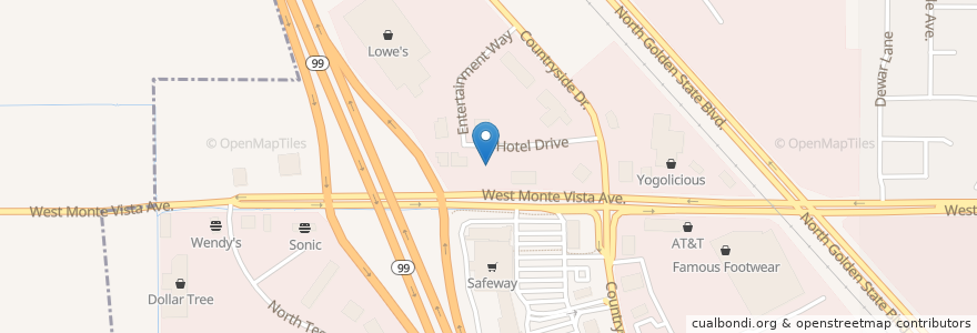 Mapa de ubicacion de Pizza Rev en Vereinigte Staaten Von Amerika, Kalifornien, Stanislaus County, Turlock.