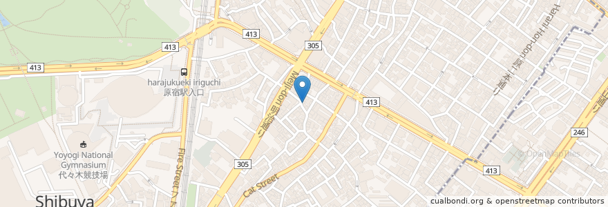 Mapa de ubicacion de ジ・アレイ ルージャオシャン 表参道店 en 日本, 東京都, 渋谷区.