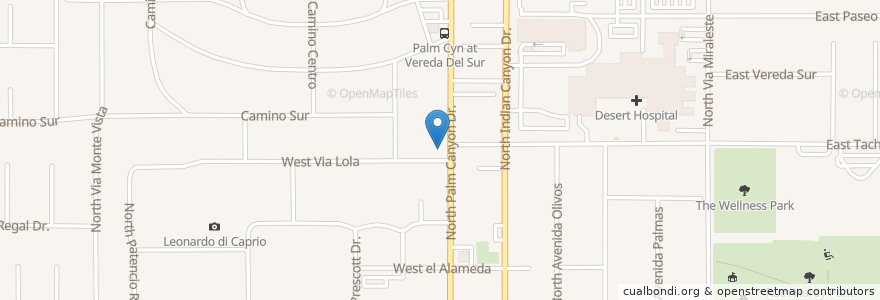 Mapa de ubicacion de Ernest Coffee en アメリカ合衆国, カリフォルニア州, Riverside County, Palm Springs.