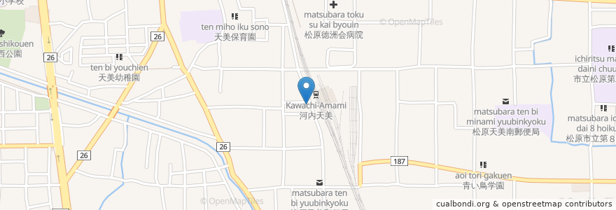 Mapa de ubicacion de 天美薬局 en Japonya, 大阪府, 松原市.