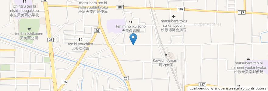 Mapa de ubicacion de 八剣伝 河内天美店 en Japonya, 大阪府, 松原市.