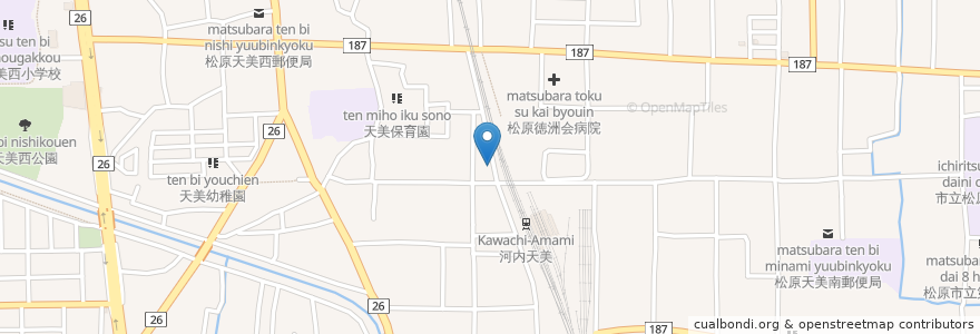 Mapa de ubicacion de アイセイ薬局 河内天美店 en 日本, 大阪府, 松原市.