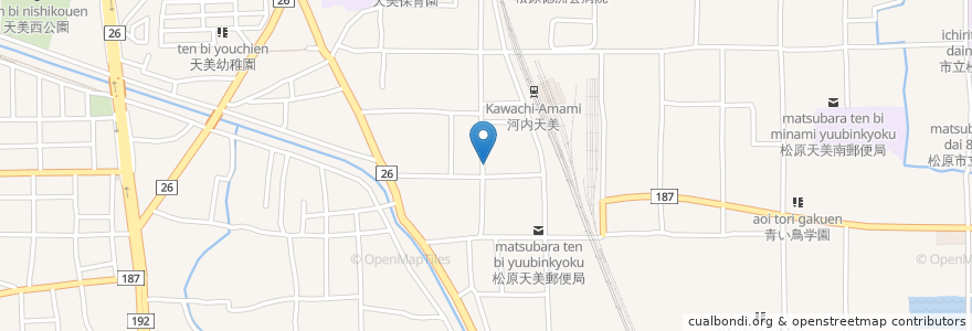 Mapa de ubicacion de だるまや 2号店 en 일본, 오사카부, 松原市.