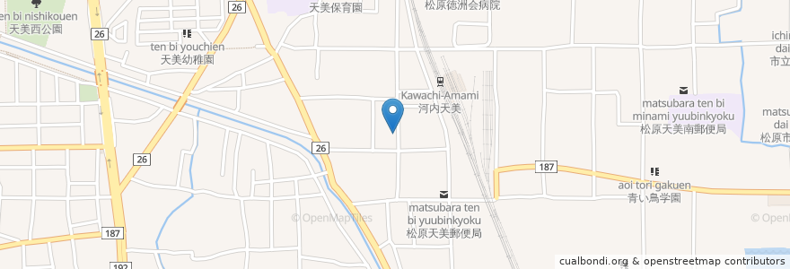 Mapa de ubicacion de だるまや 本店 en Japan, Osaka Prefecture, Matsubara.