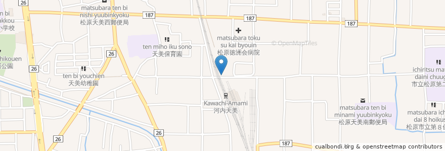 Mapa de ubicacion de ほっともっと 河内天美駅前店 en 일본, 오사카부, 松原市.