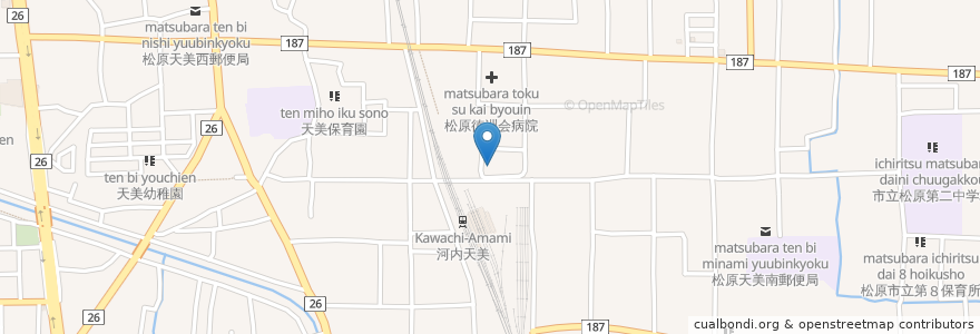 Mapa de ubicacion de 大阪信用金庫 天美支店 en Jepun, 大阪府, 松原市.
