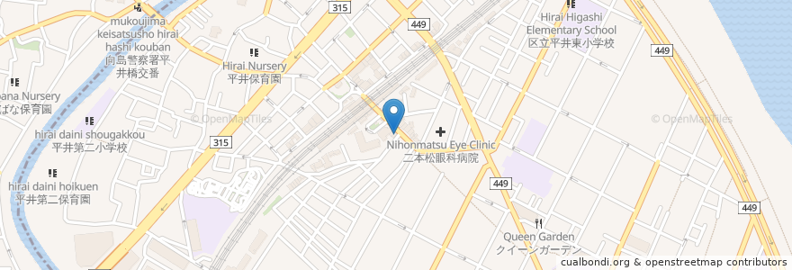 Mapa de ubicacion de 日高屋 en Jepun, 東京都, 江戸川区.