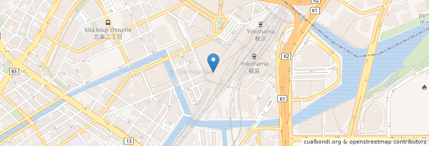 Mapa de ubicacion de 横浜なかや 大関本店 en Japão, 神奈川県, 横浜市, 西区, 神奈川区.