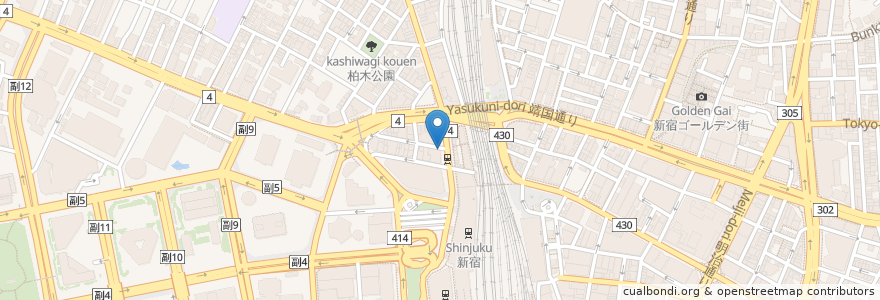 Mapa de ubicacion de 金の蔵 en 日本, 東京都, 新宿区.