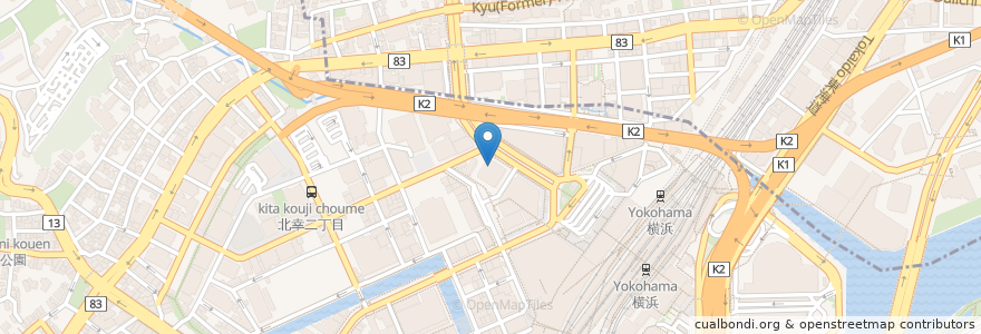 Mapa de ubicacion de やきとりセンター 横浜天理ビル店 en Japão, 神奈川県, 横浜市, 西区, 神奈川区.