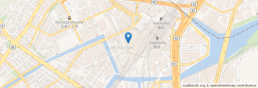Mapa de ubicacion de 中国屋台料理 大龍 en Japão, 神奈川県, 横浜市, 西区, 神奈川区.