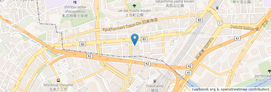 Mapa de ubicacion de 焼肉 伽倻廊 横浜西口店 en 일본, 가나가와현, 요코하마시, 神奈川区.