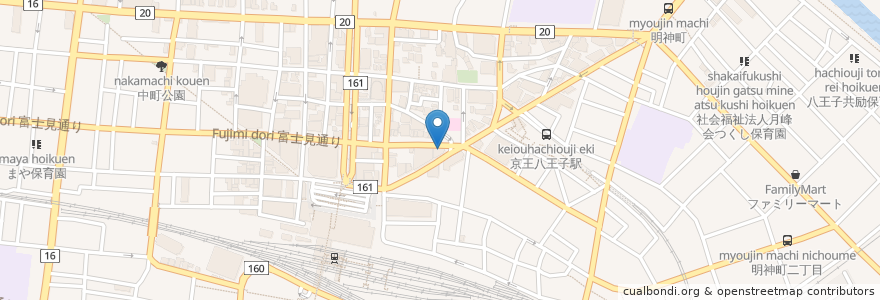 Mapa de ubicacion de 八王子薬剤センター 駅前薬局 en Japon, Tokyo, 八王子市.