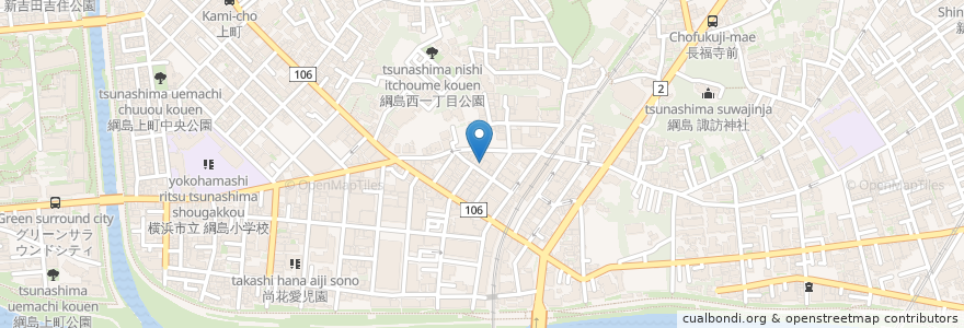 Mapa de ubicacion de 綱島漁港 en Jepun, 神奈川県, 横浜市, 港北区.