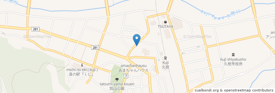 Mapa de ubicacion de ティールームつたや en Jepun, 岩手県, 久慈市.