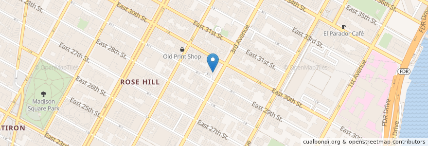 Mapa de ubicacion de Tasti D-Lite en Соединённые Штаты Америки, Нью-Йорк, Нью-Йорк, Округ Нью-Йорк, Манхэттен, Manhattan Community Board 6.