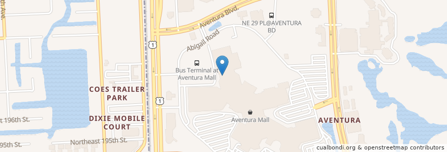 Mapa de ubicacion de Auntie Anne's en Amerika Birleşik Devletleri, Florida, Miami-Dade County, Aventura.