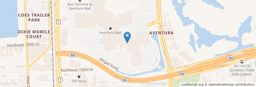Mapa de ubicacion de Starbucks en アメリカ合衆国, フロリダ州, マイアミ・デイド郡, Aventura.