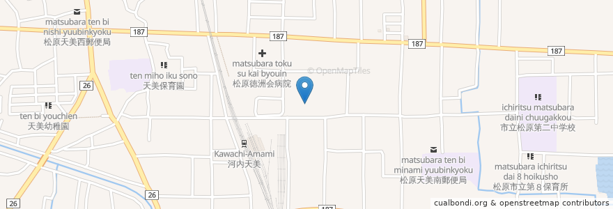 Mapa de ubicacion de 船井皮膚科 en 日本, 大阪府, 松原市.