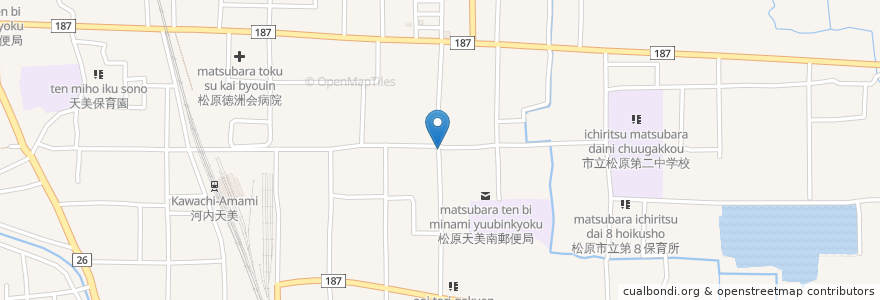 Mapa de ubicacion de 十字屋薬局 en 日本, 大阪府, 松原市.