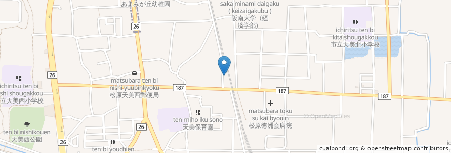 Mapa de ubicacion de 天美の隠れ家 丸 en Japan, 大阪府, 松原市.