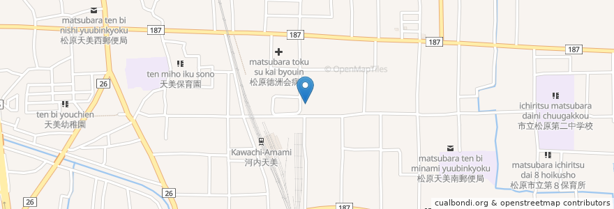 Mapa de ubicacion de うえの整形外科クリニック en Japonya, 大阪府, 松原市.