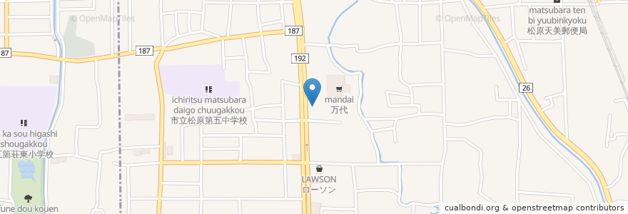 Mapa de ubicacion de 大番寿司 en Japan, Osaka Prefecture, Matsubara.