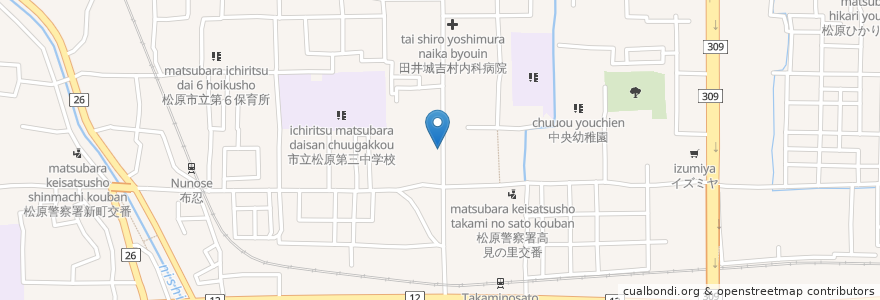 Mapa de ubicacion de 喫茶&軽食V en Jepun, 大阪府, 松原市.