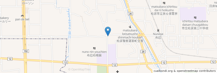 Mapa de ubicacion de 関西アーバン銀行 布忍支店 en 日本, 大阪府, 松原市.