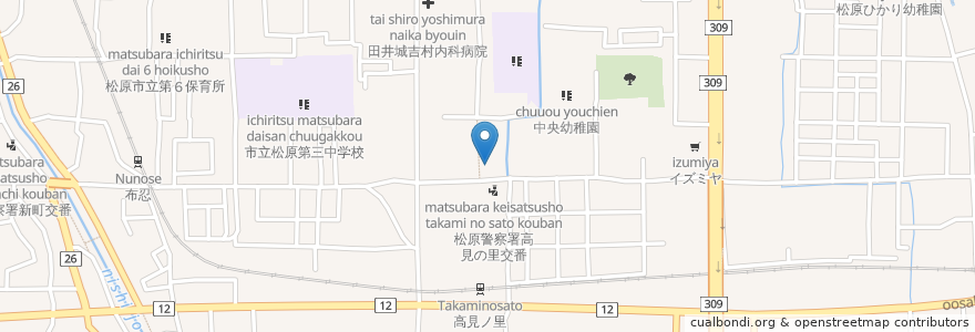 Mapa de ubicacion de ドラッグストア ライフォート 高見の里店 en 日本, 大阪府, 松原市.
