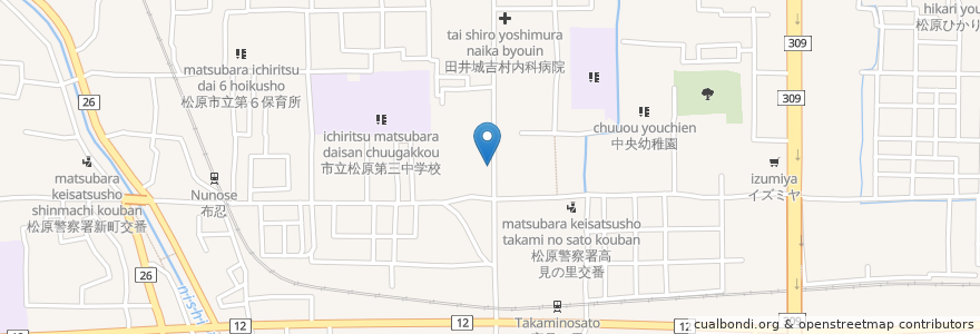 Mapa de ubicacion de 珈琲館シェルプール en Japan, Präfektur Osaka, 松原市.