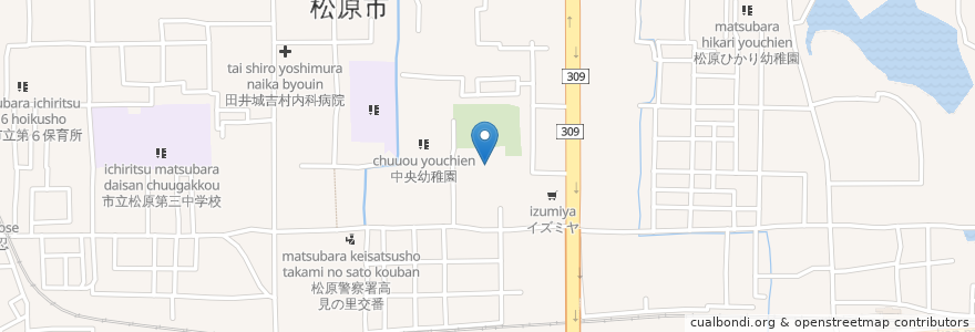 Mapa de ubicacion de 松原市文化会館 en Japan, Präfektur Osaka, 松原市.