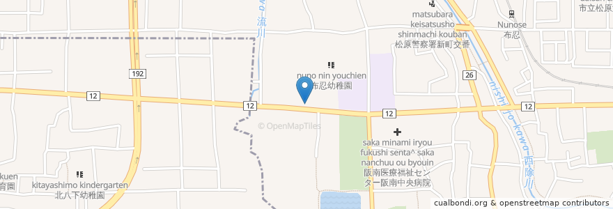Mapa de ubicacion de 肉彩でこ en Japan, Präfektur Osaka, 松原市.