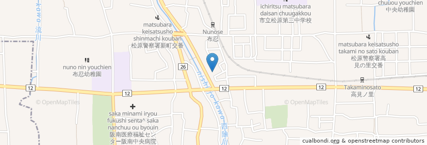 Mapa de ubicacion de ダイニングキッチン まるよし en Japonya, 大阪府, 松原市.