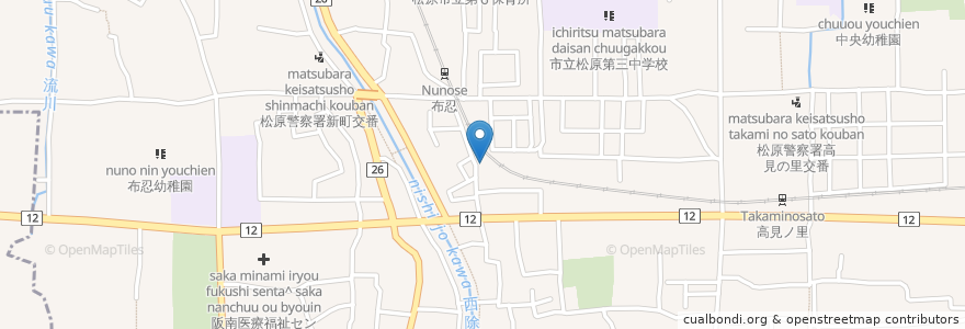 Mapa de ubicacion de うどん まるみや en Japan, 大阪府, 松原市.