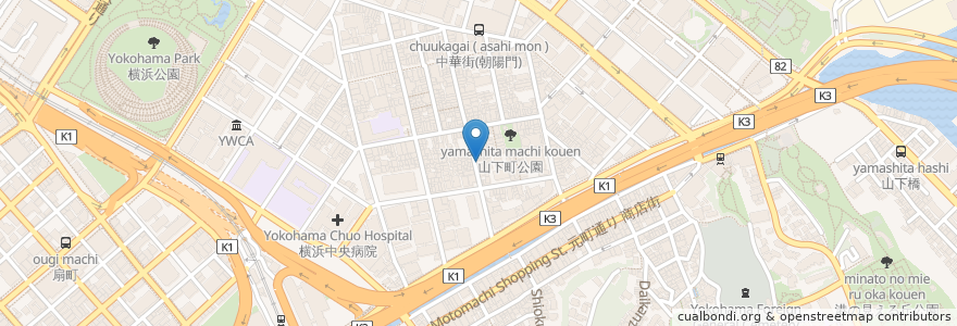 Mapa de ubicacion de 華錦飯店 en 日本, 神奈川県, 横浜市, 中区.