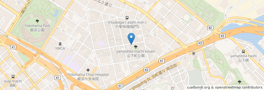 Mapa de ubicacion de 大新園 en 일본, 가나가와현, 요코하마시, 中区.
