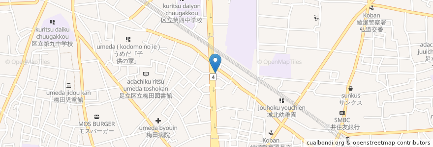 Mapa de ubicacion de Manakama en اليابان, 東京都, 足立区.