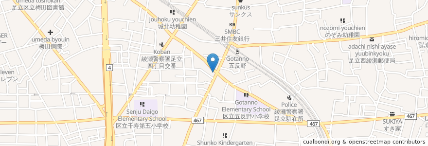 Mapa de ubicacion de オリジン弁当 en 日本, 东京都/東京都, 足立区.