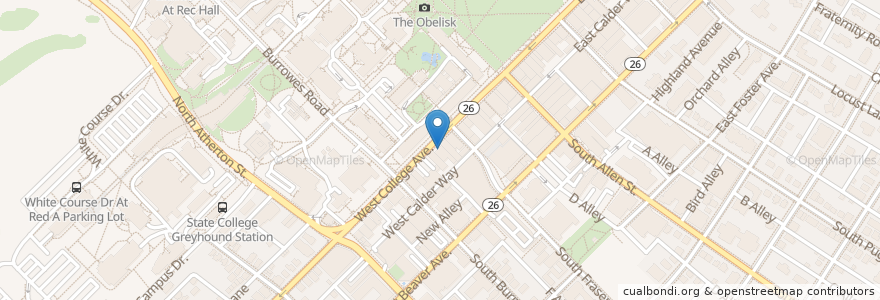 Mapa de ubicacion de Cafe 210 West en الولايات المتّحدة الأمريكيّة, بنسيلفانيا, Centre County, State College.