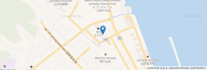 Mapa de ubicacion de ポラリス en 日本, 岩手県, 下閉伊郡, 山田町.